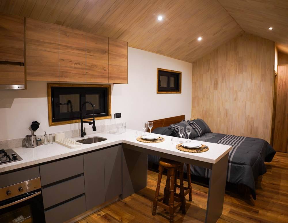 Cabin kitchen and dining area